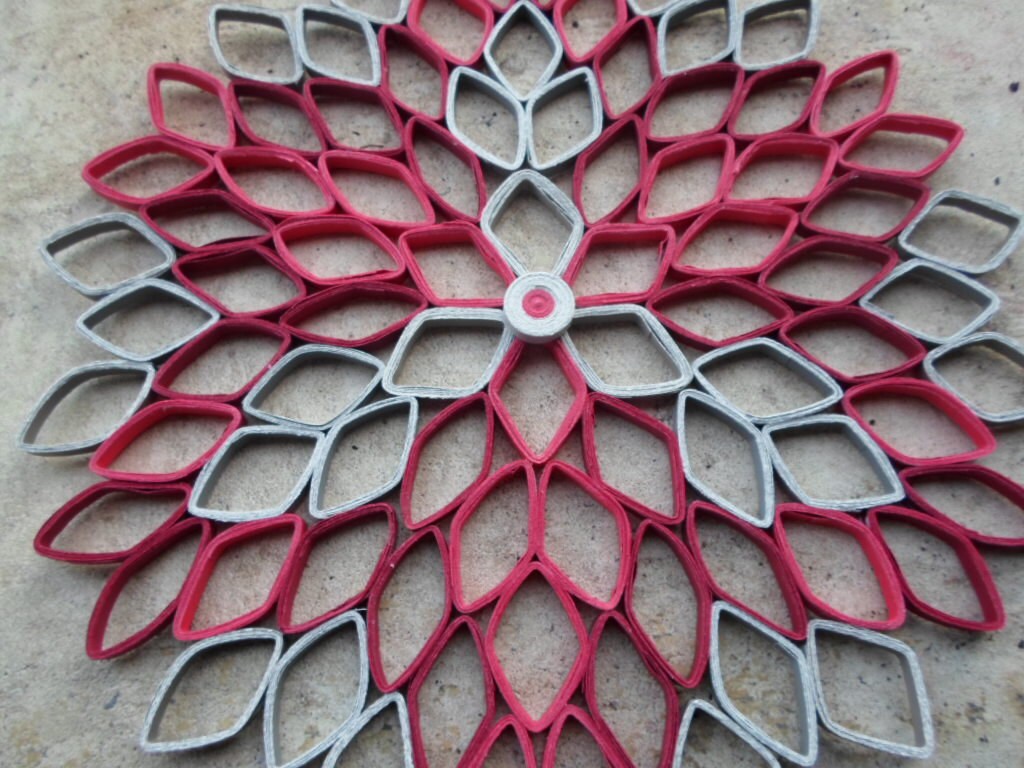 Red Gray Dahlia Paper Wall Art
