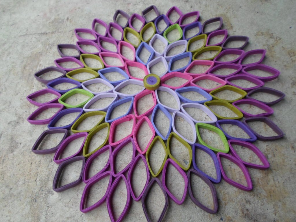Large Dahlia Paper Flower Wall Art: Purple Geometric Decor