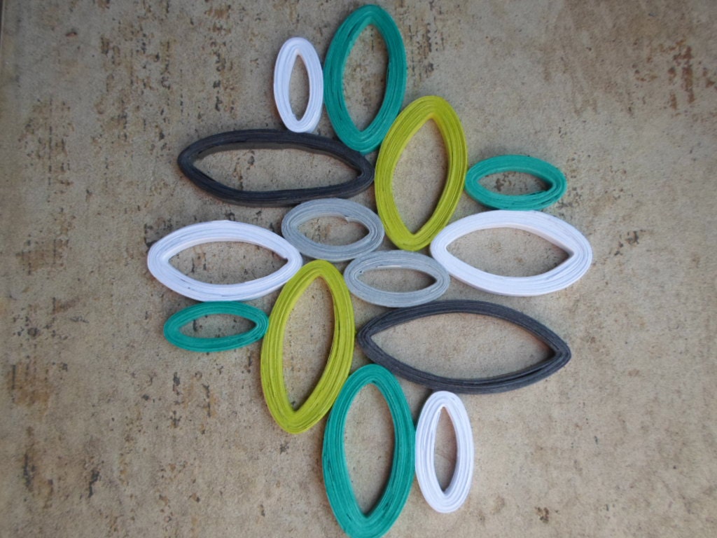 Geometric Paper Wall Art: Green, Teal, Gray Quilled Wall Hanging