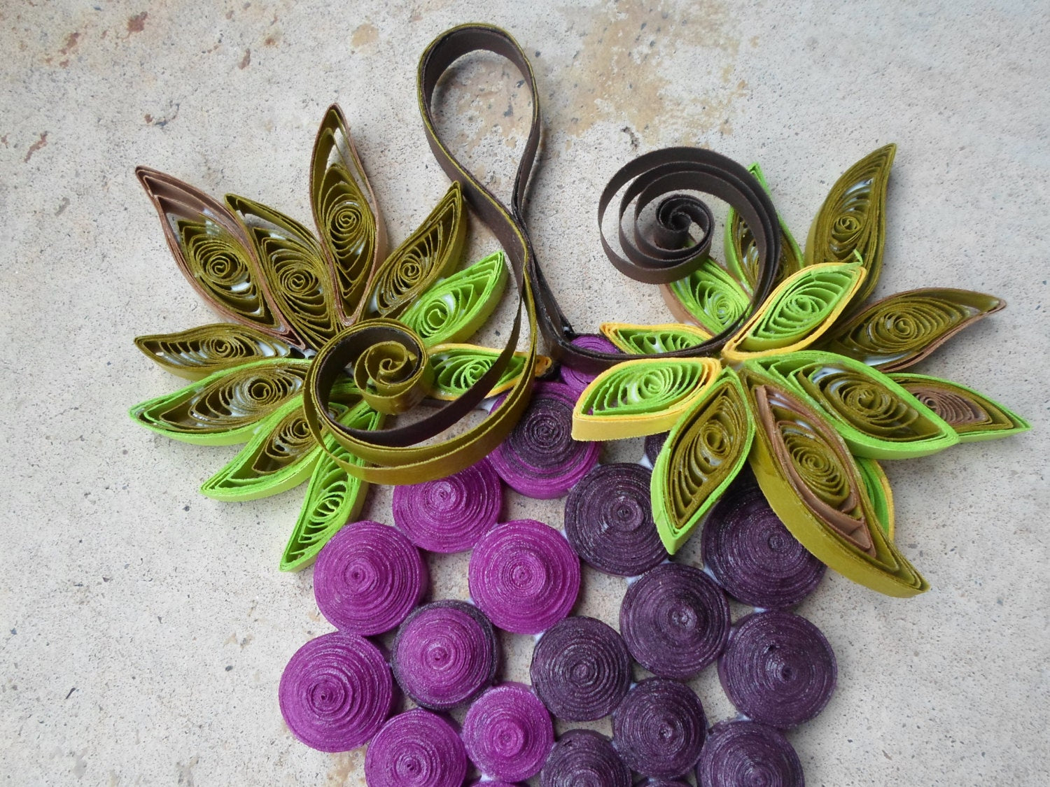Quilling Grapes Wall Art: Handmade Paper Home Decor