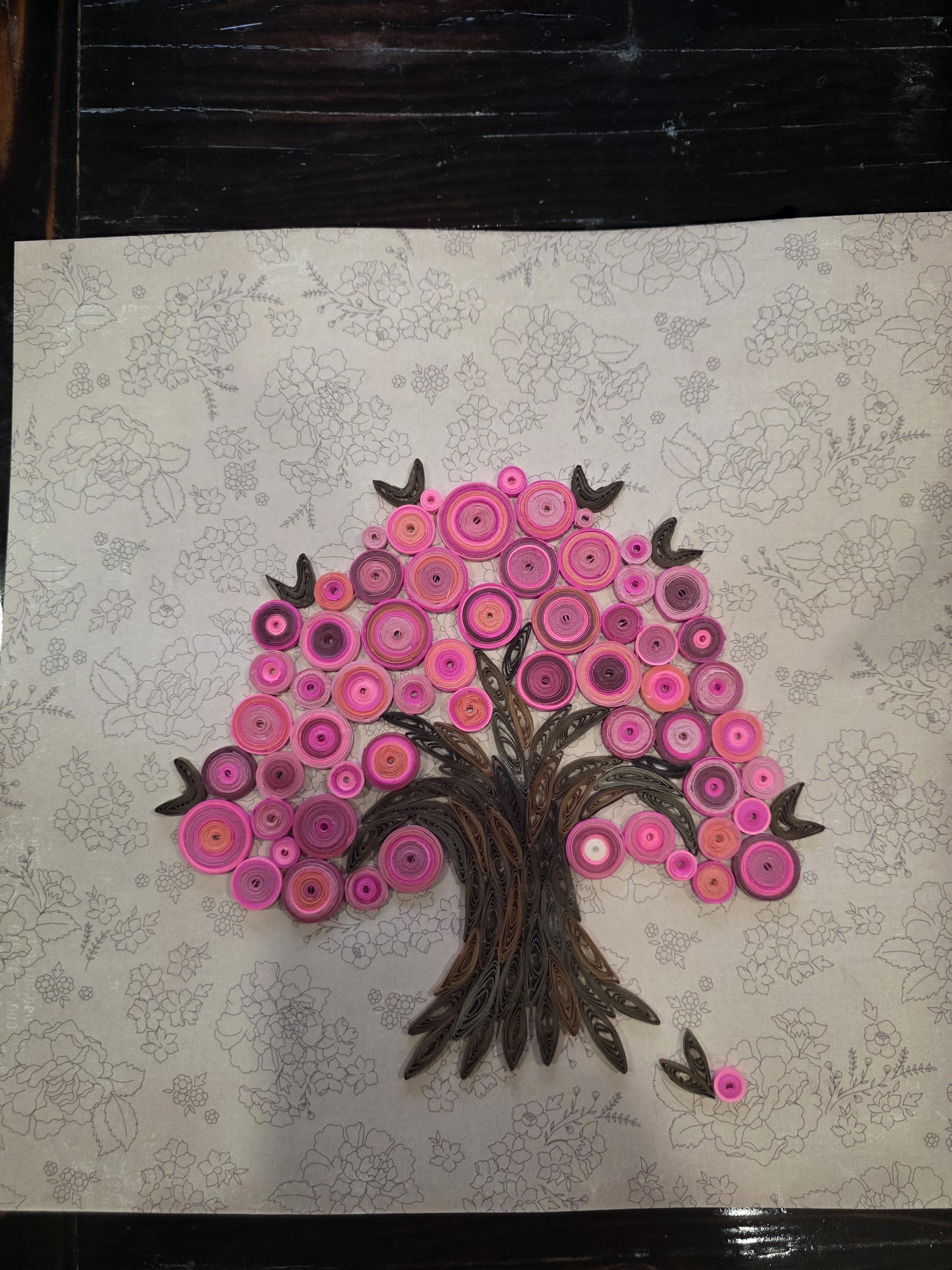 Quilling art Pink Tree wall art