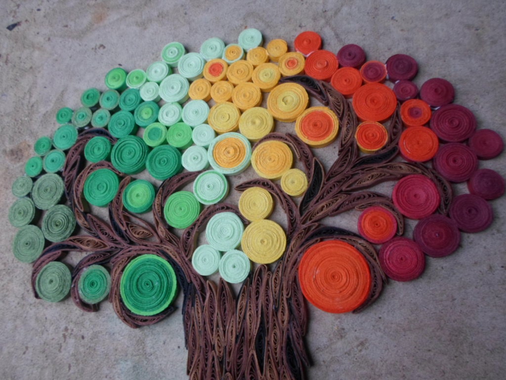 Quilled Paper Tree of Life Wall Hanging: Abstract Fall Decor