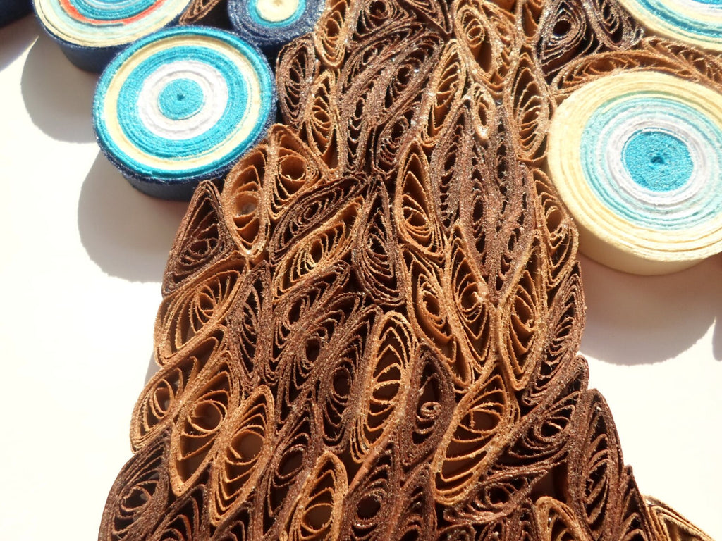 Quilled Paper Tree Wall Art: Blue Orange Abstract Home Decor