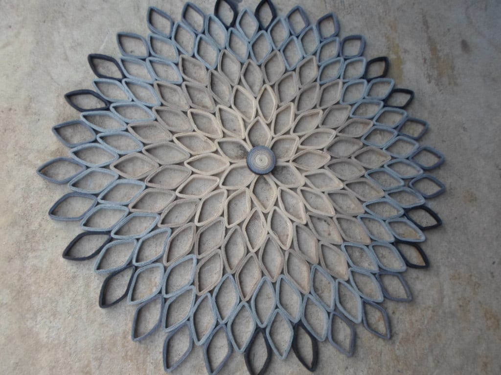 Gray Paper Dahlia Wall Art Large Round Contemporary Decor