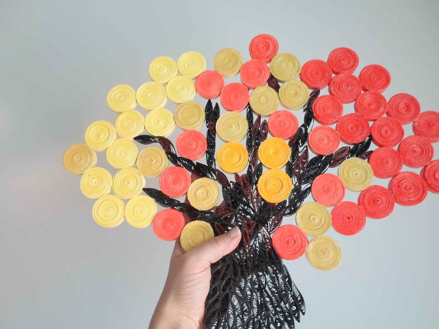 Paper Quilled Autumn Tree Wall Art: Orange Yellow Fall Decor