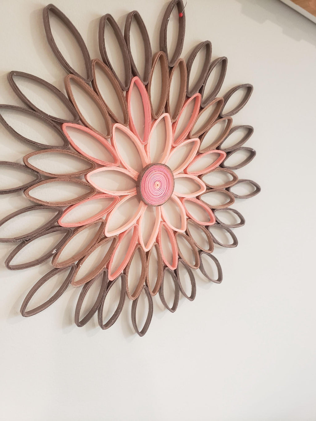 Coral home decor Flower wall hanging Paper dahlia wall art