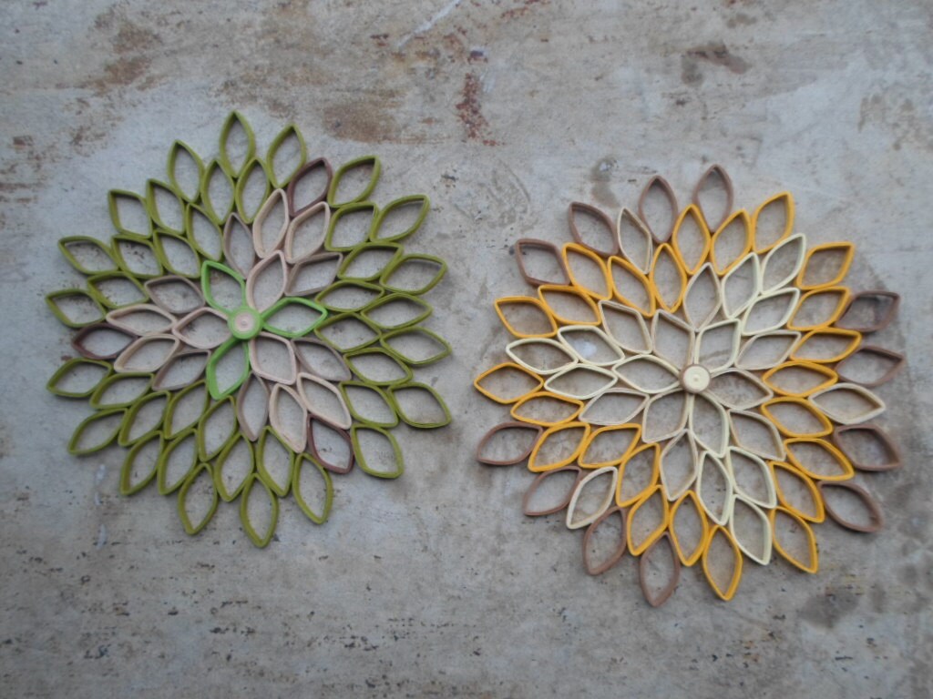 Mid Century Dahlia Wall Art: Green Ombré Paper Flower Hanging