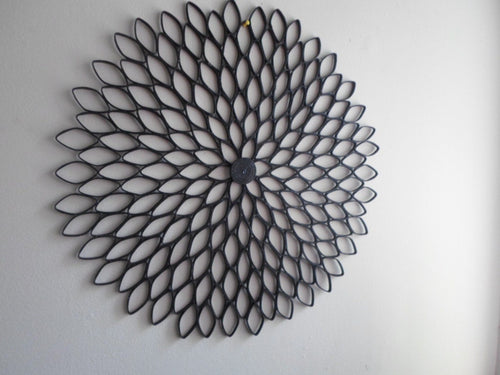 Black Dahlia Paper Art: Large Round Contemporary Wall Hanging