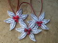 White Christmas tree ornaments Paper decorations Holiday White red flowers