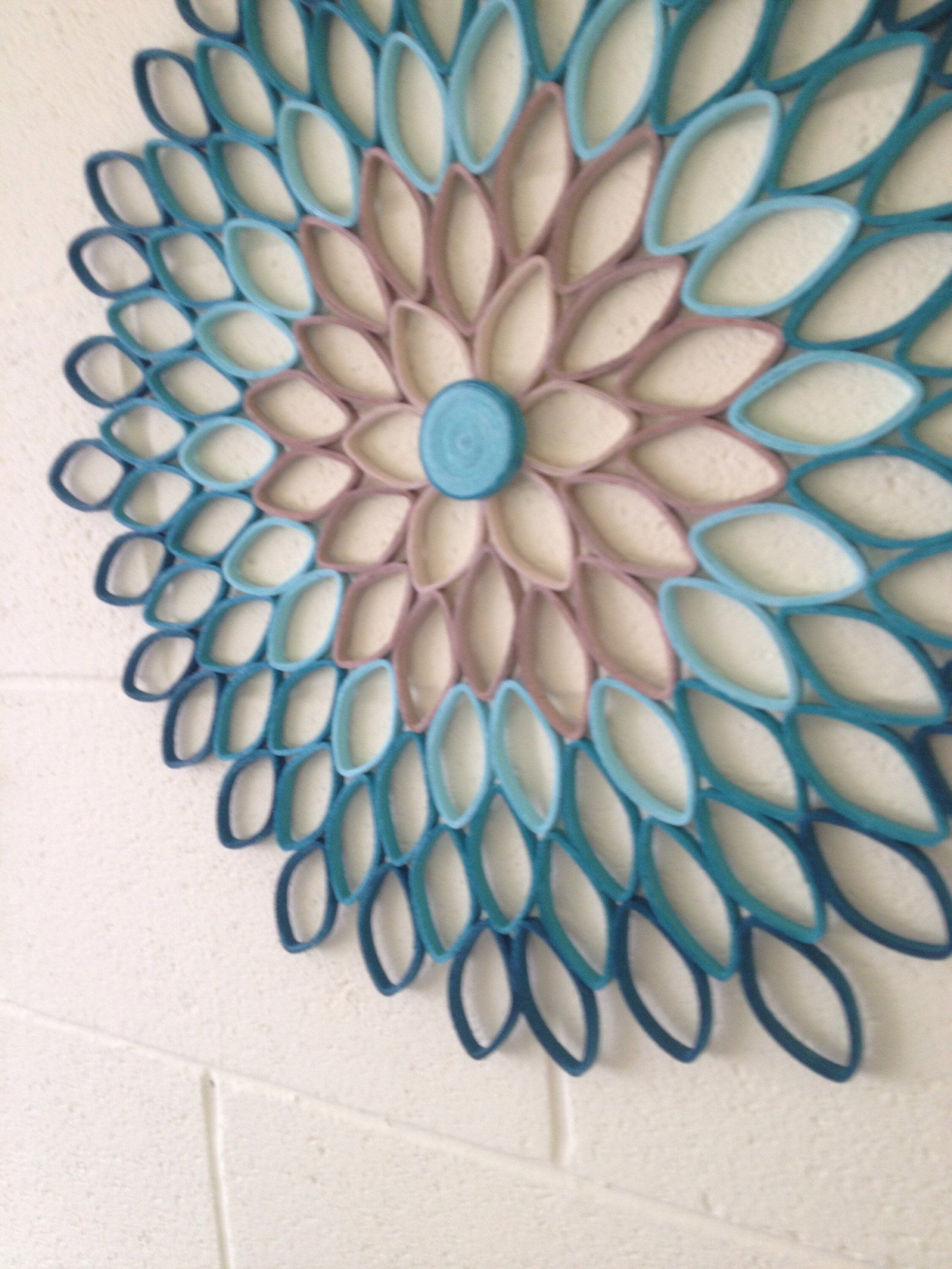 Teal Dahlia Paper Wall Art: Modern Geometric Floral Decor