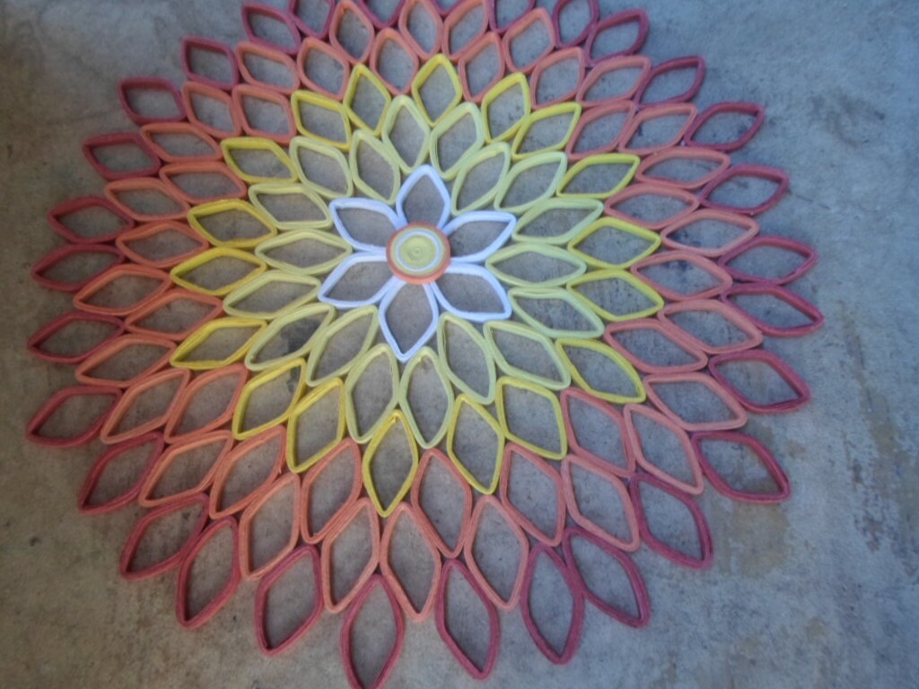 Coral Dahlia Wall Art: Handmade Paper Quilled Flower Decor