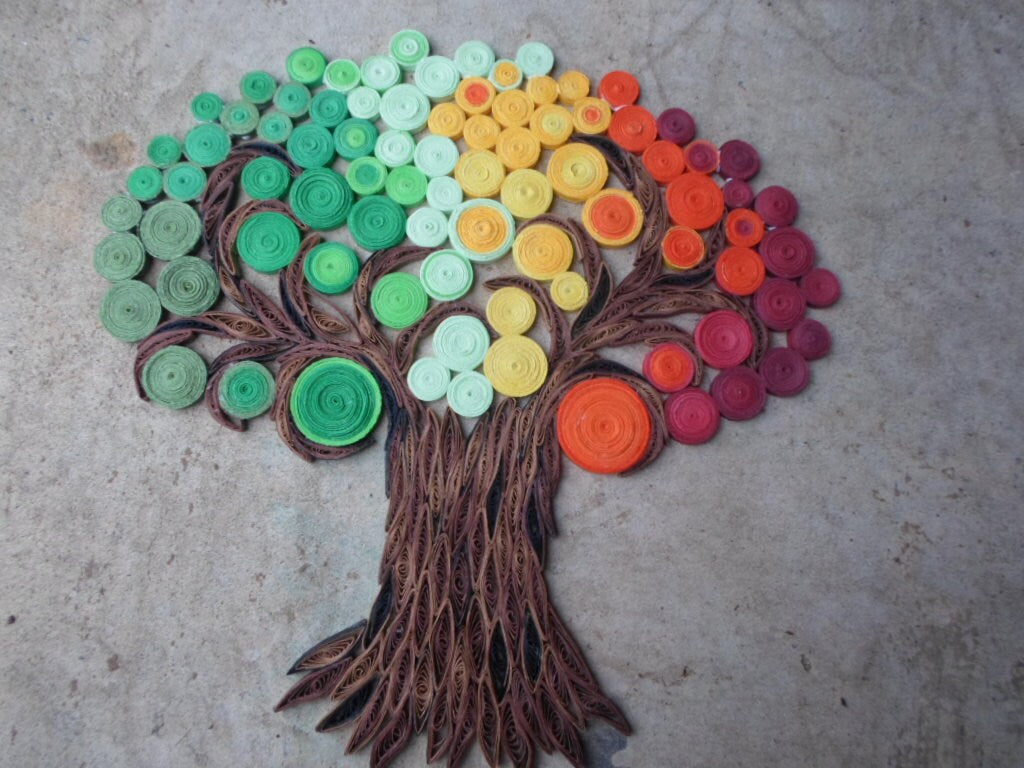 Quilled Paper Tree of Life Wall Hanging: Abstract Fall Decor