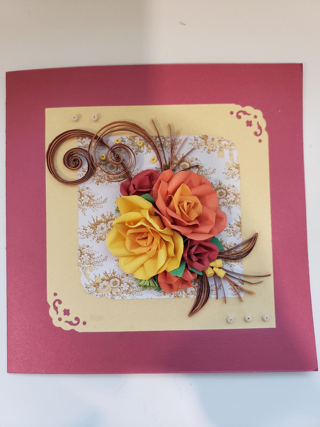 Handmade Quilled Paper Flower Card: Unique Floral Art