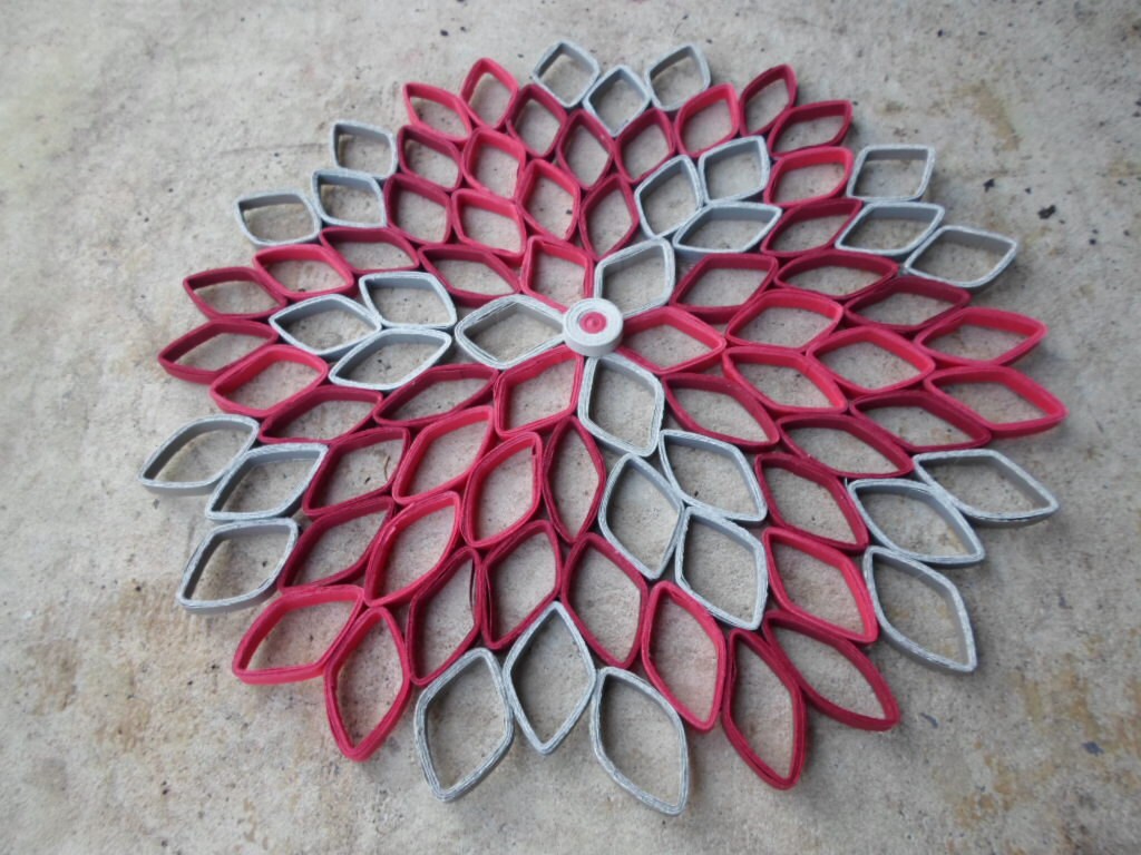 Red Gray Dahlia Paper Wall Art