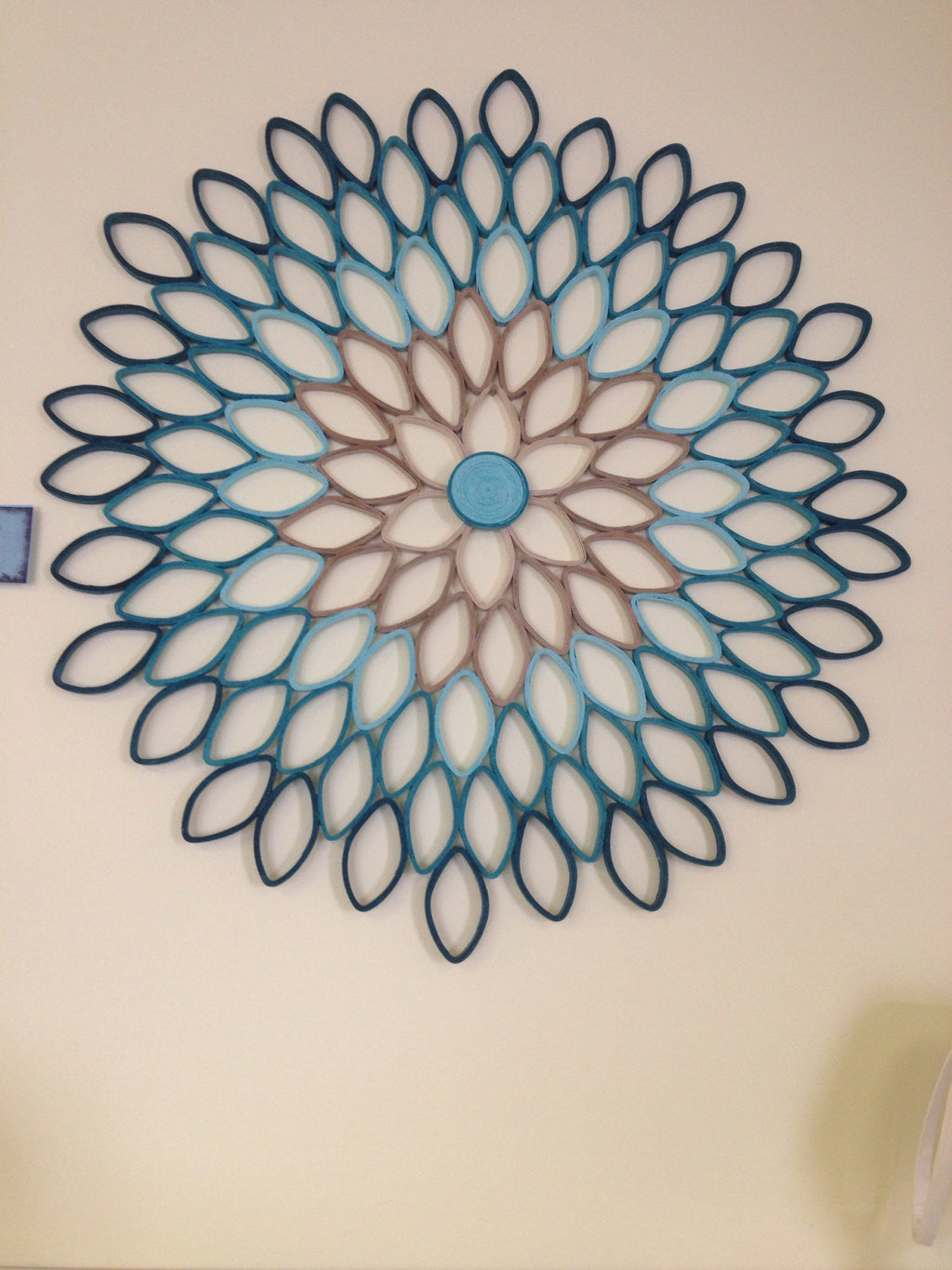 Teal Dahlia Paper Wall Art: Modern Geometric Floral Decor