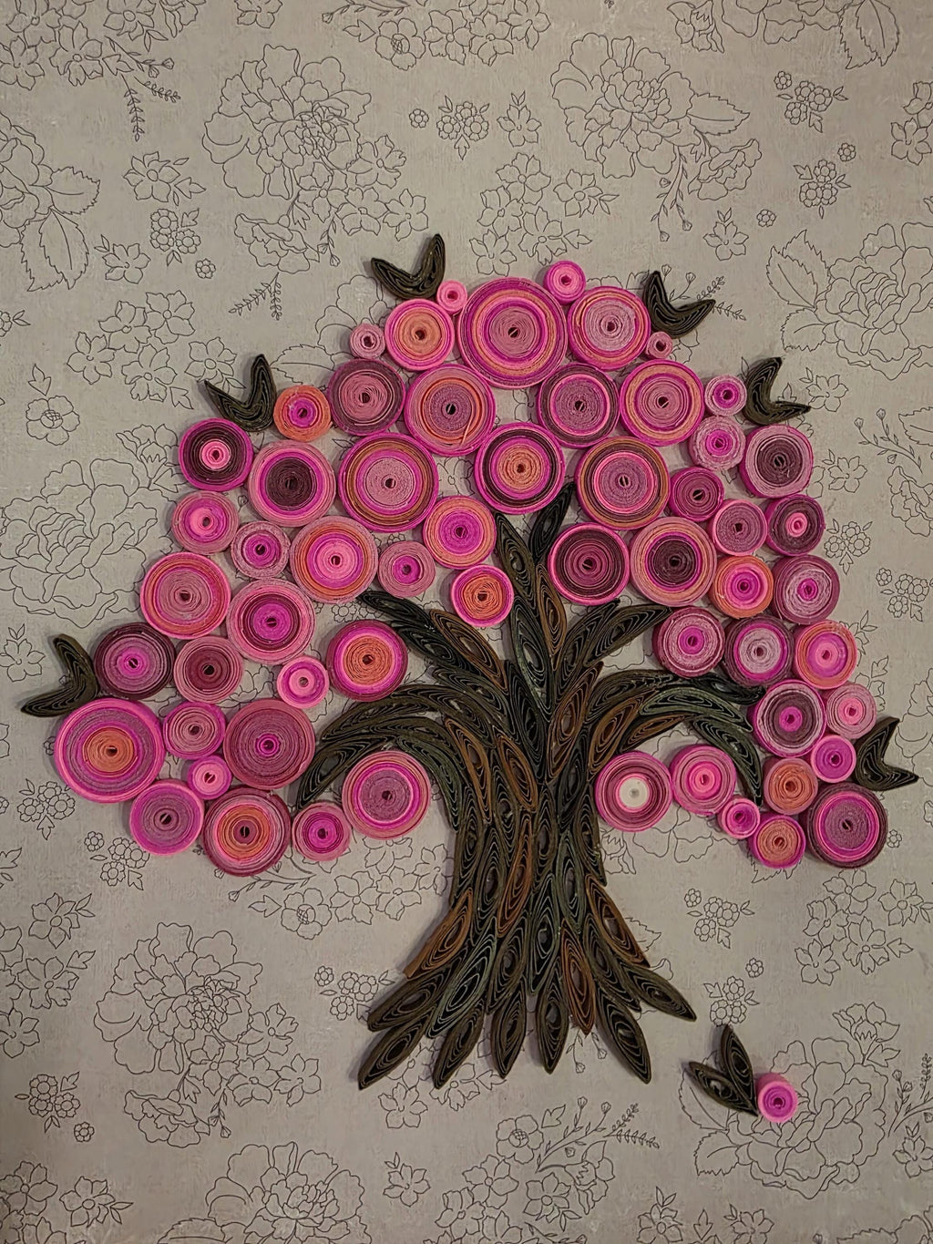 Quilling art Pink Tree wall art