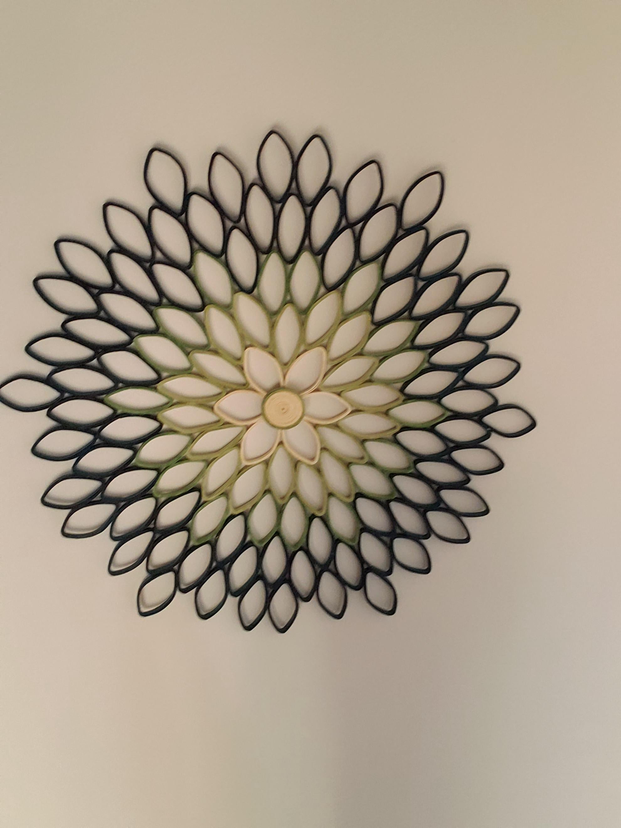 Handmade Dahlia Wall Art: Green & Teal Geometric Paper Quilling