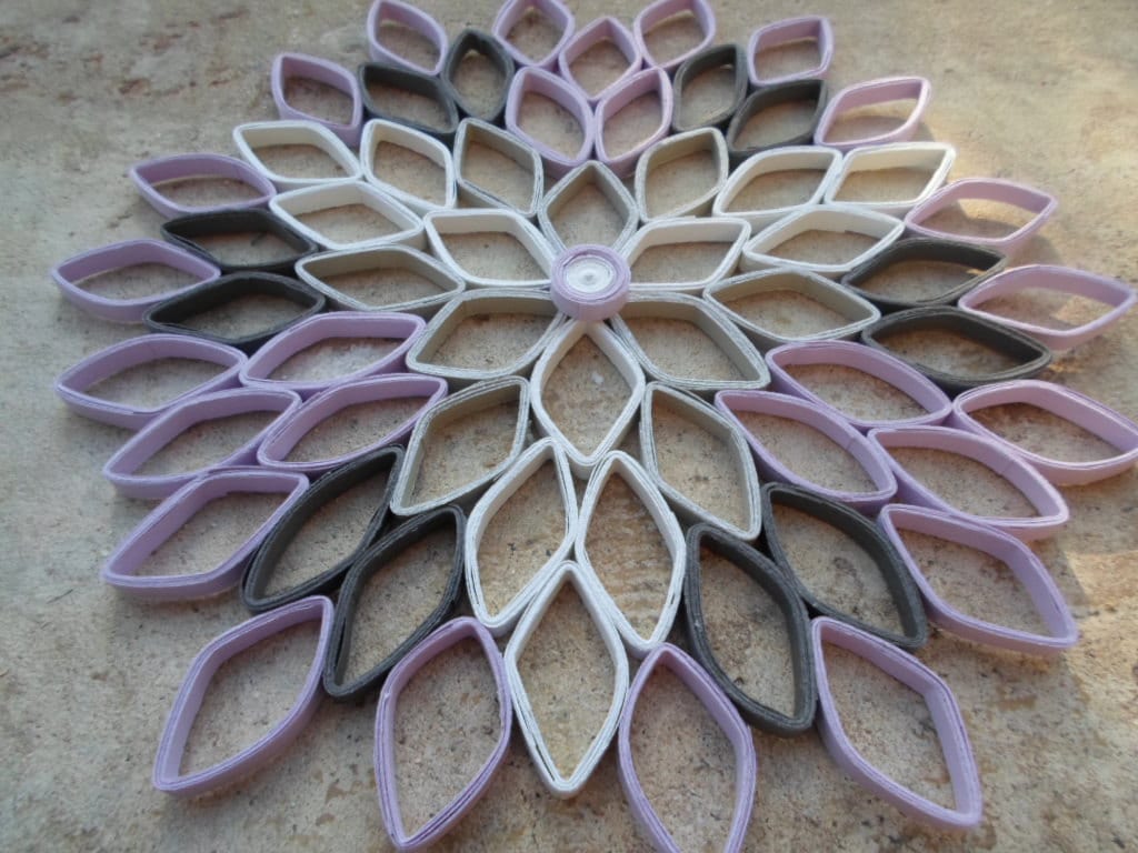 Large Paper Dahlia Wall Art: Purple Gray Geometric Flower