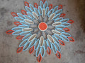 Blue & Orange Paper Flower Wall Art Contemporary Home Decor