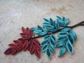 Coral & Teal Paper Leaves Wall Hanging: Glossy Home Decor