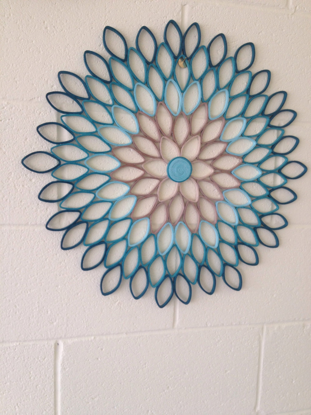 Teal Dahlia Paper Wall Art: Modern Geometric Floral Decor