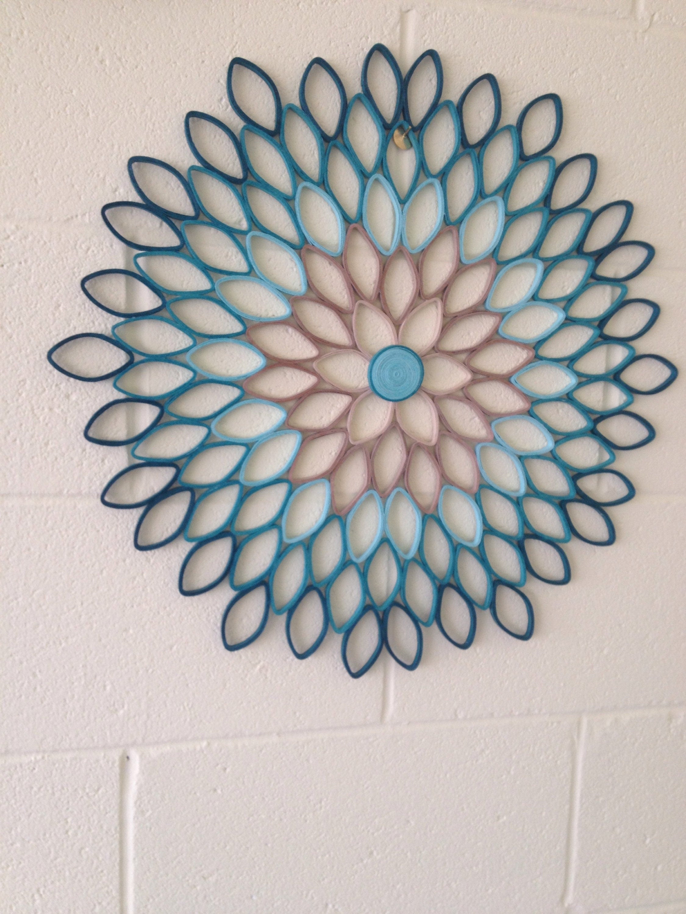 Teal Dahlia Paper Wall Art: Modern Geometric Floral Decor