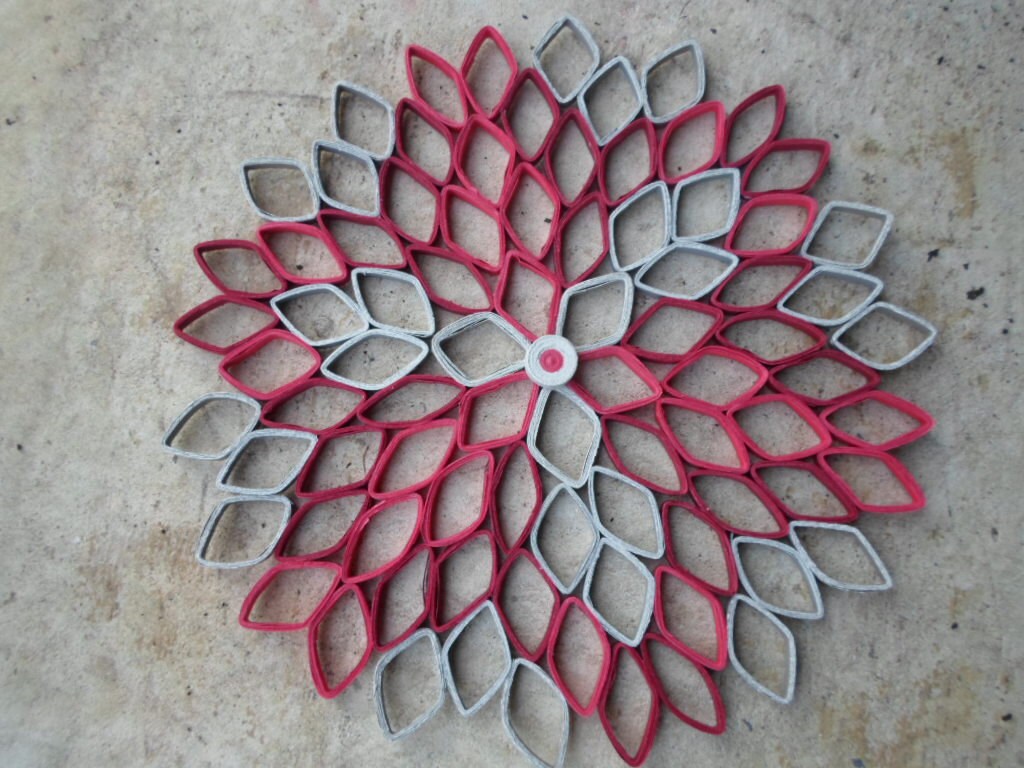 Red Gray Dahlia Paper Wall Art