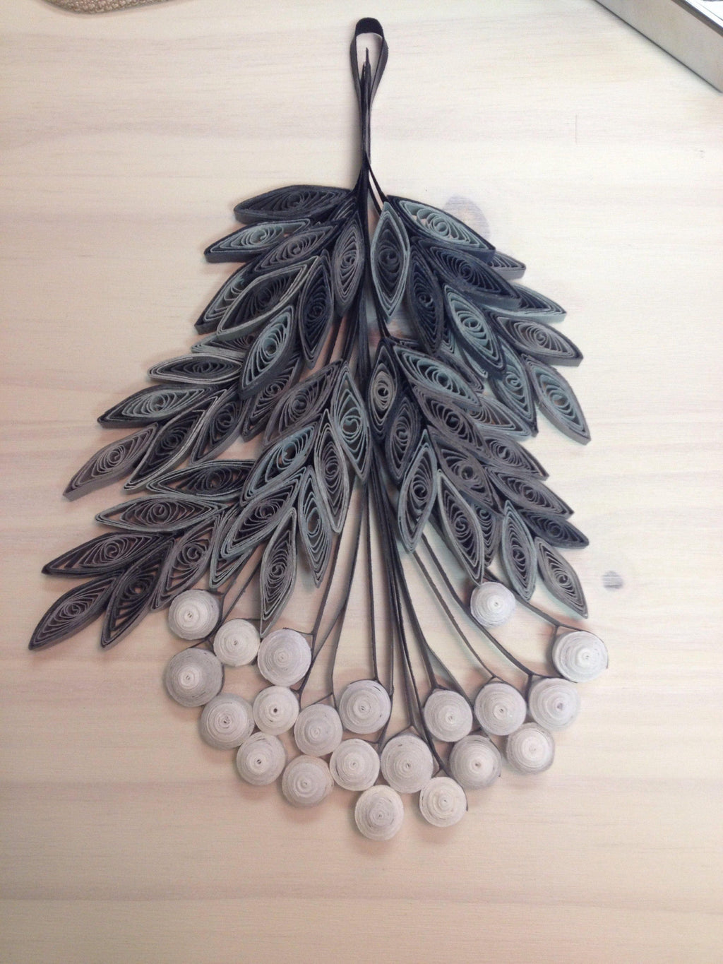 Cranberry wall hanging in white and gray shades Paper wall art Home decor