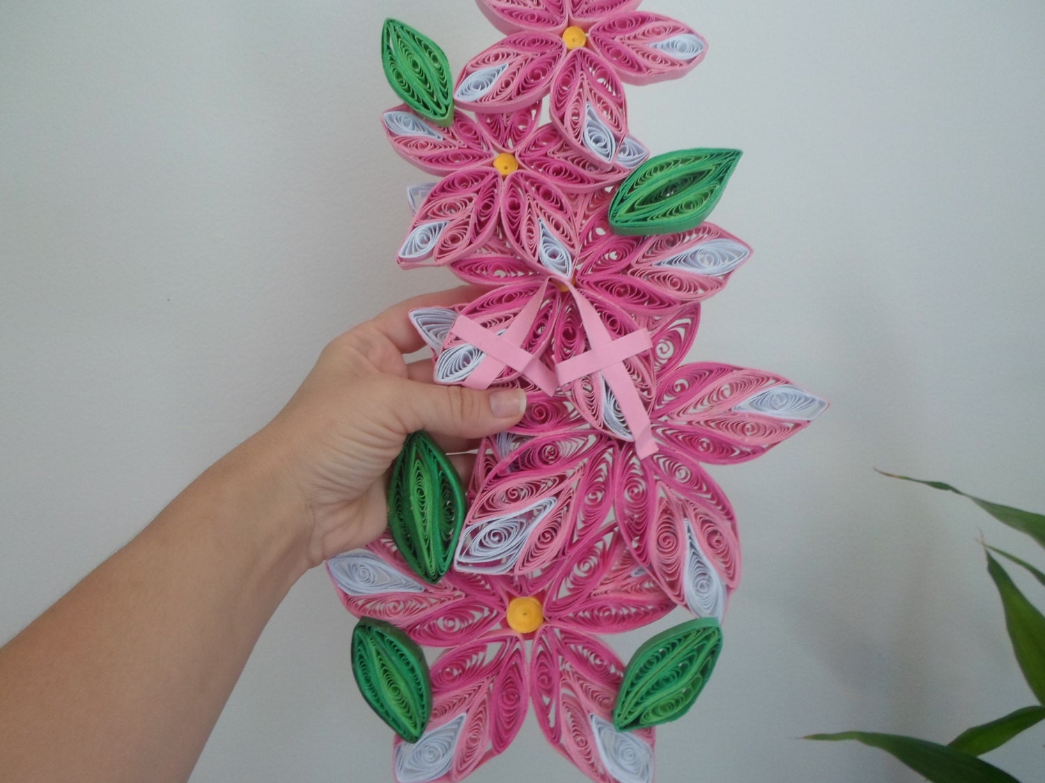 Pink Flower Quilling Wall Art: Handmade Paper Decor