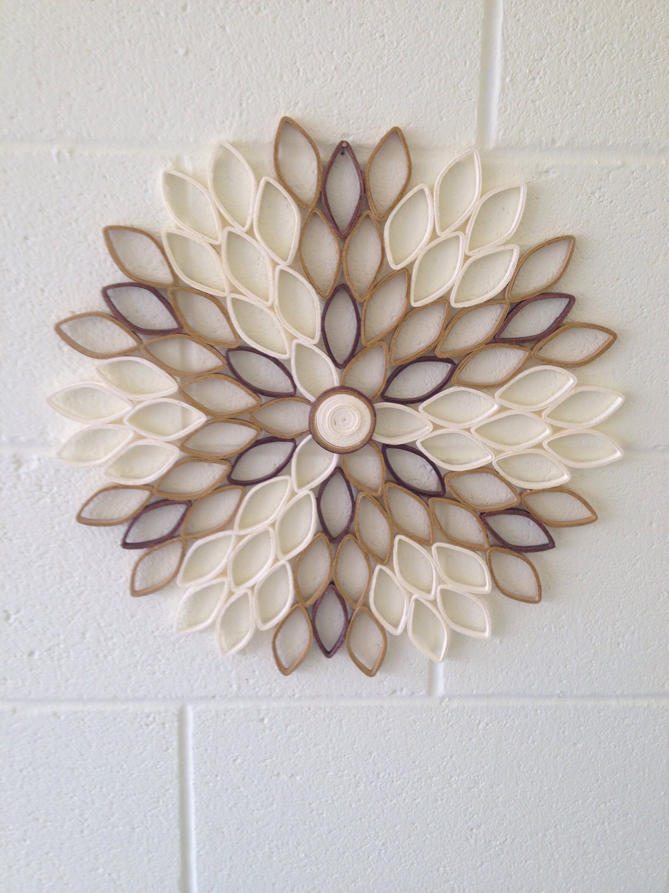 Large Dahlia Wall Art Cream and Brown Geometric Paper Flower