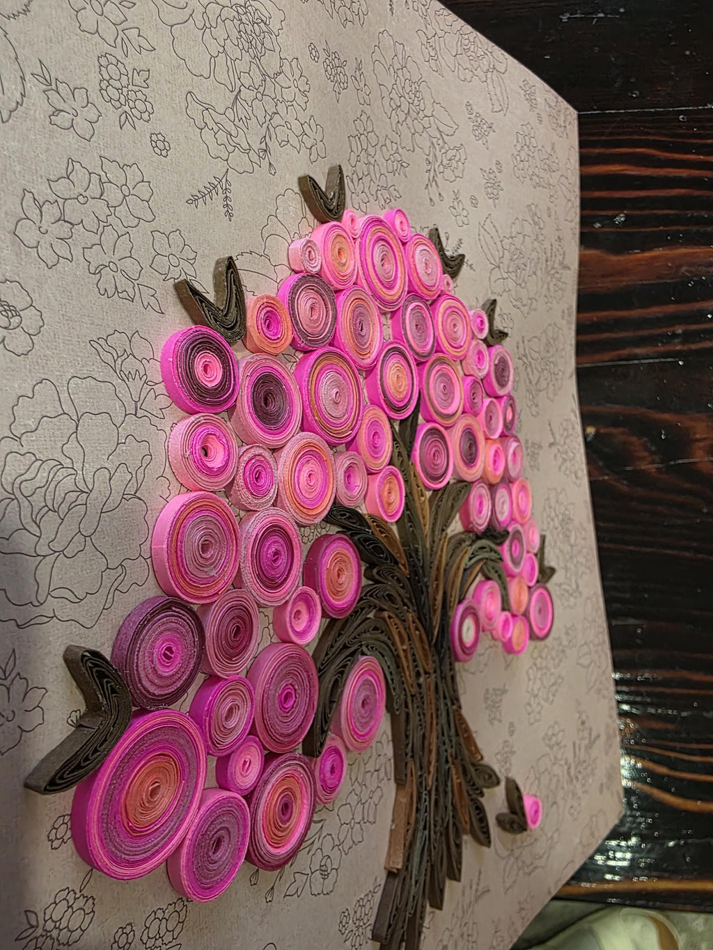 Quilling art Pink Tree wall art