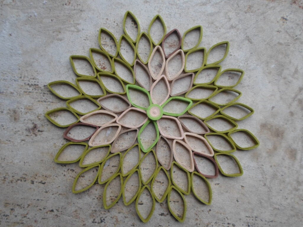 Mid Century Dahlia Wall Art: Green Ombré Paper Flower Hanging
