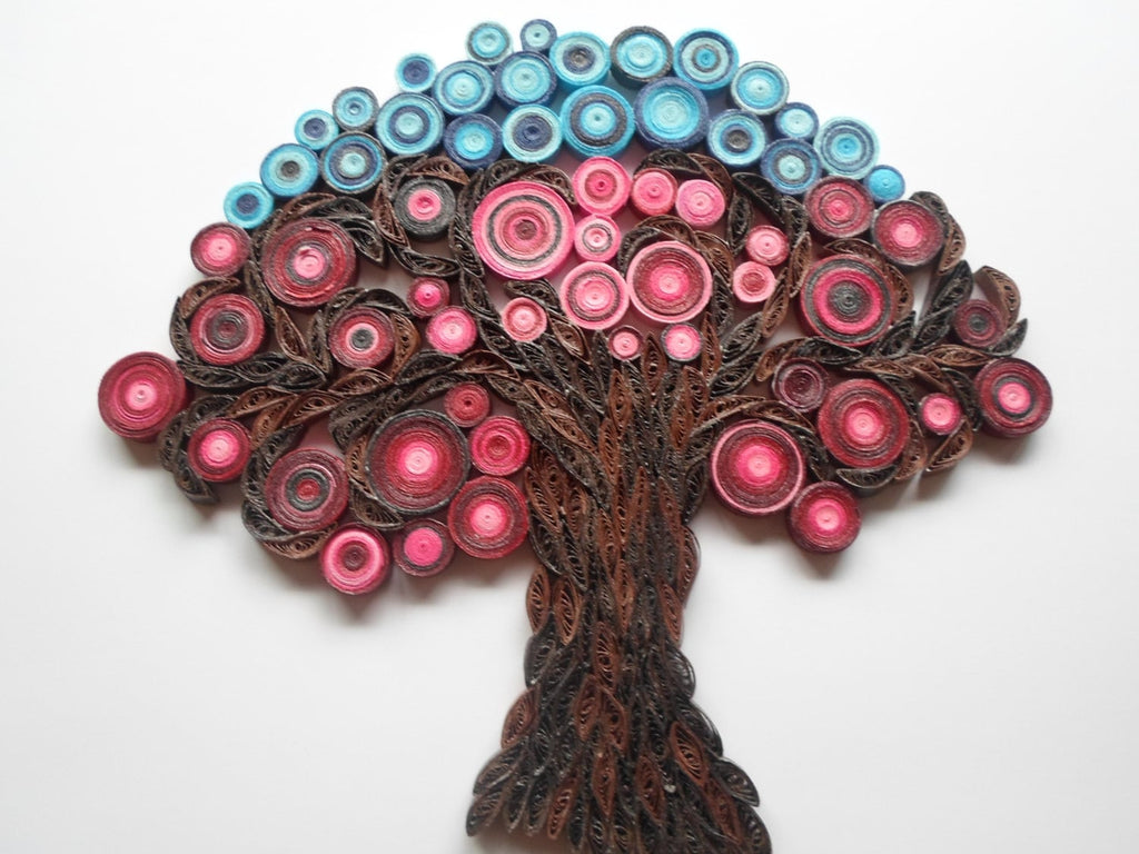 Quilled Tree of Life Wall Art: Modern Red Home Decor