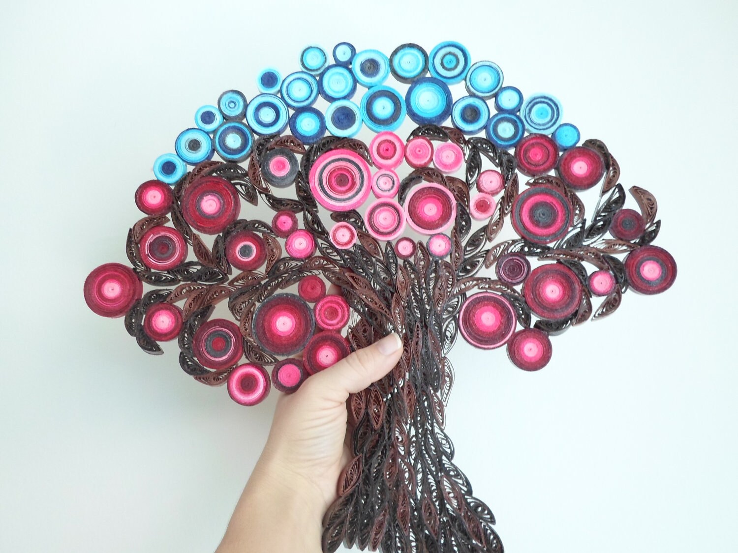 Quilled Tree of Life Wall Art: Modern Red Home Decor