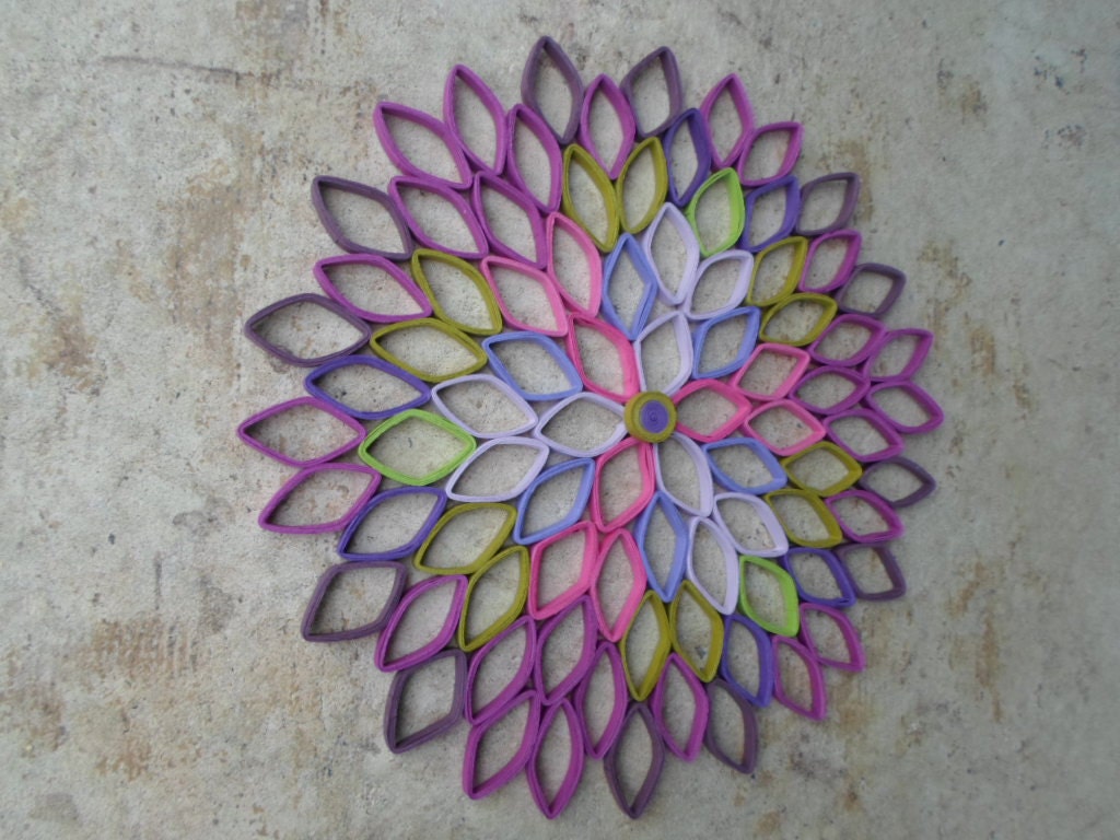 Large Dahlia Paper Flower Wall Art: Purple Geometric Decor