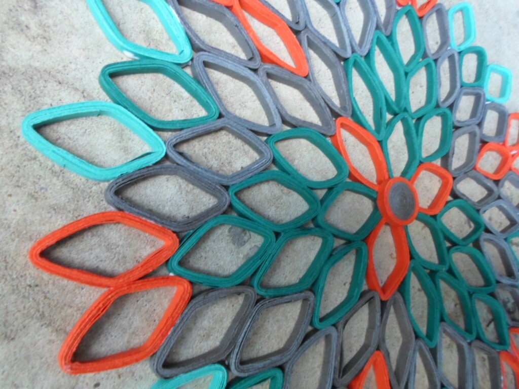 Teal Dahlia Paper Wall Art: 3D Geometric Home Decor