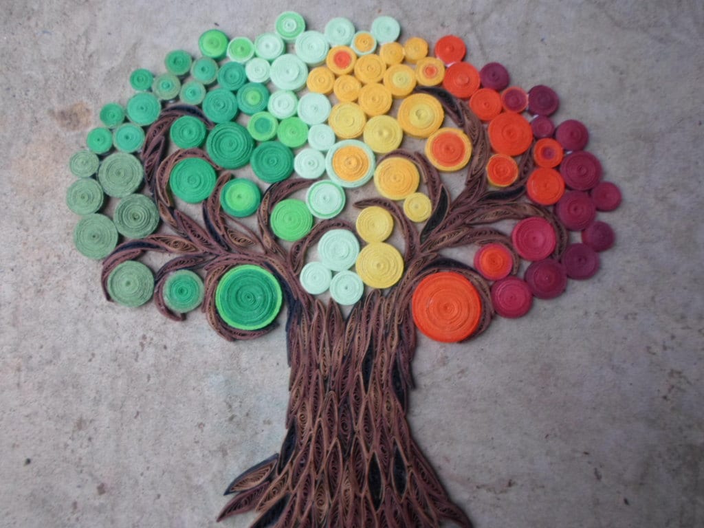 Quilled Paper Tree of Life Wall Hanging: Abstract Fall Decor