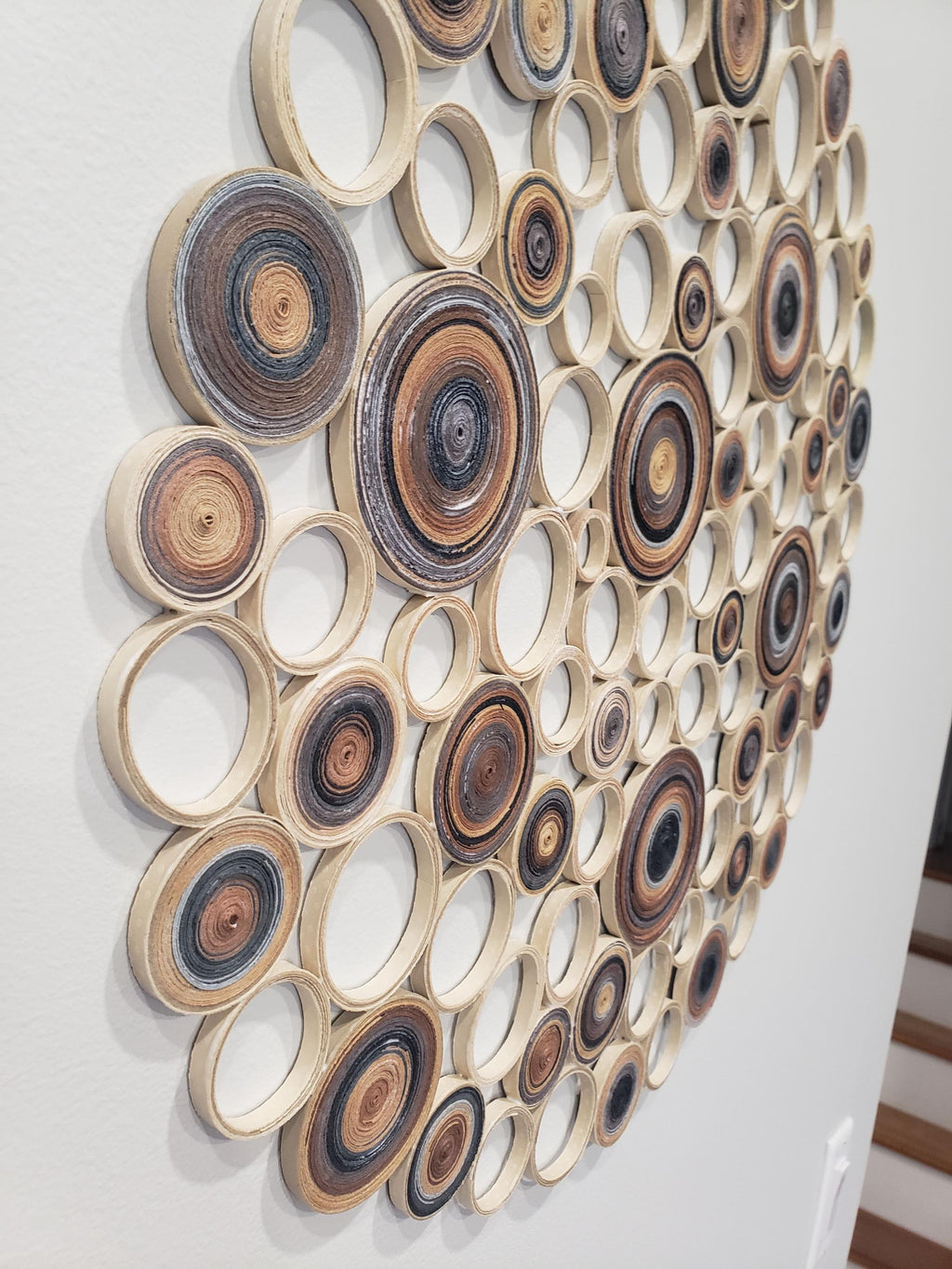 Large wall art Round wall hangings Original artwork Living room decor in brown ,gray and tan shades