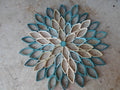 Teal Dahlia Paper Wall Art: Geometric Floral Hanging Decor
