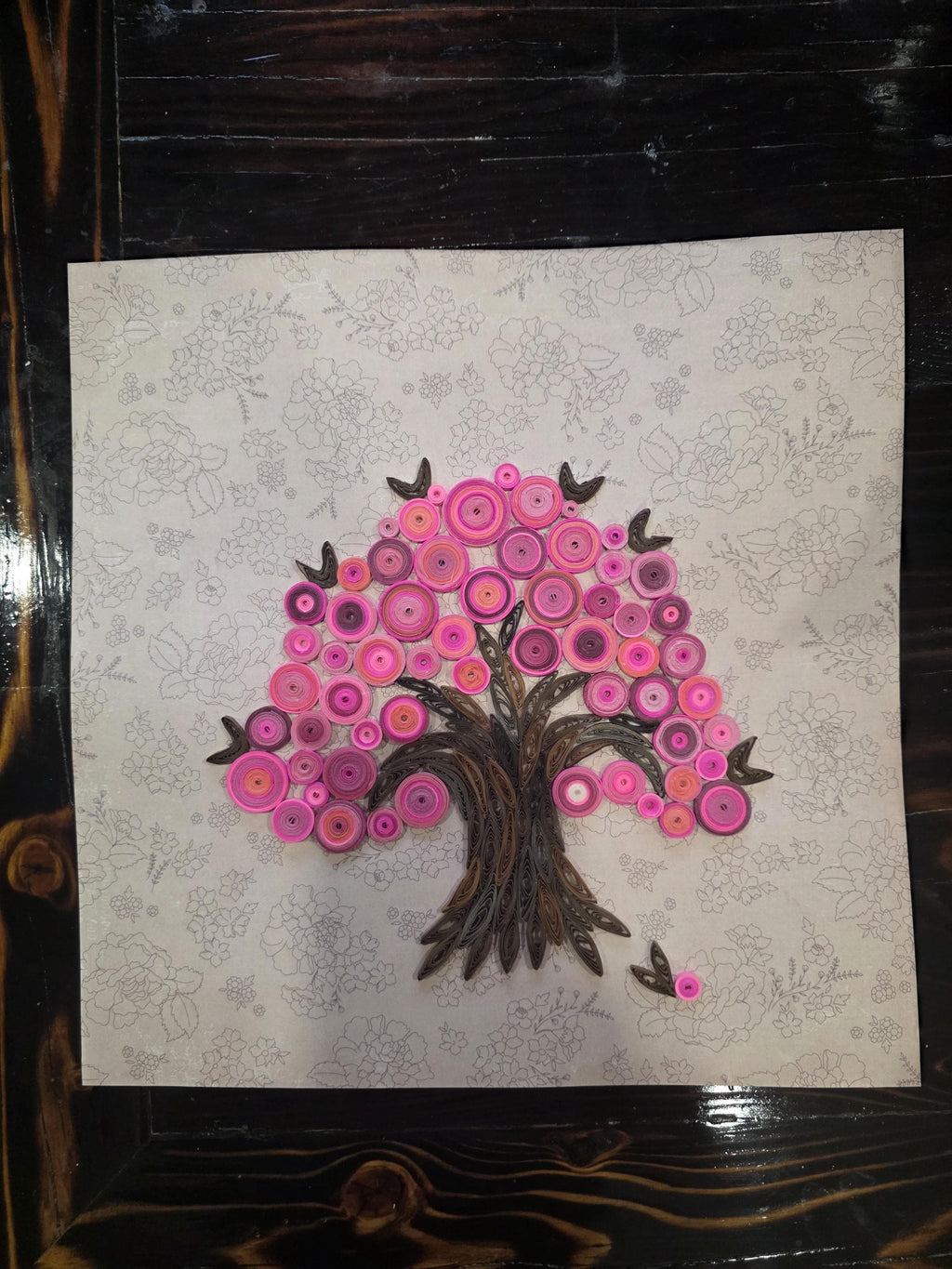 Quilling art Pink Tree wall art