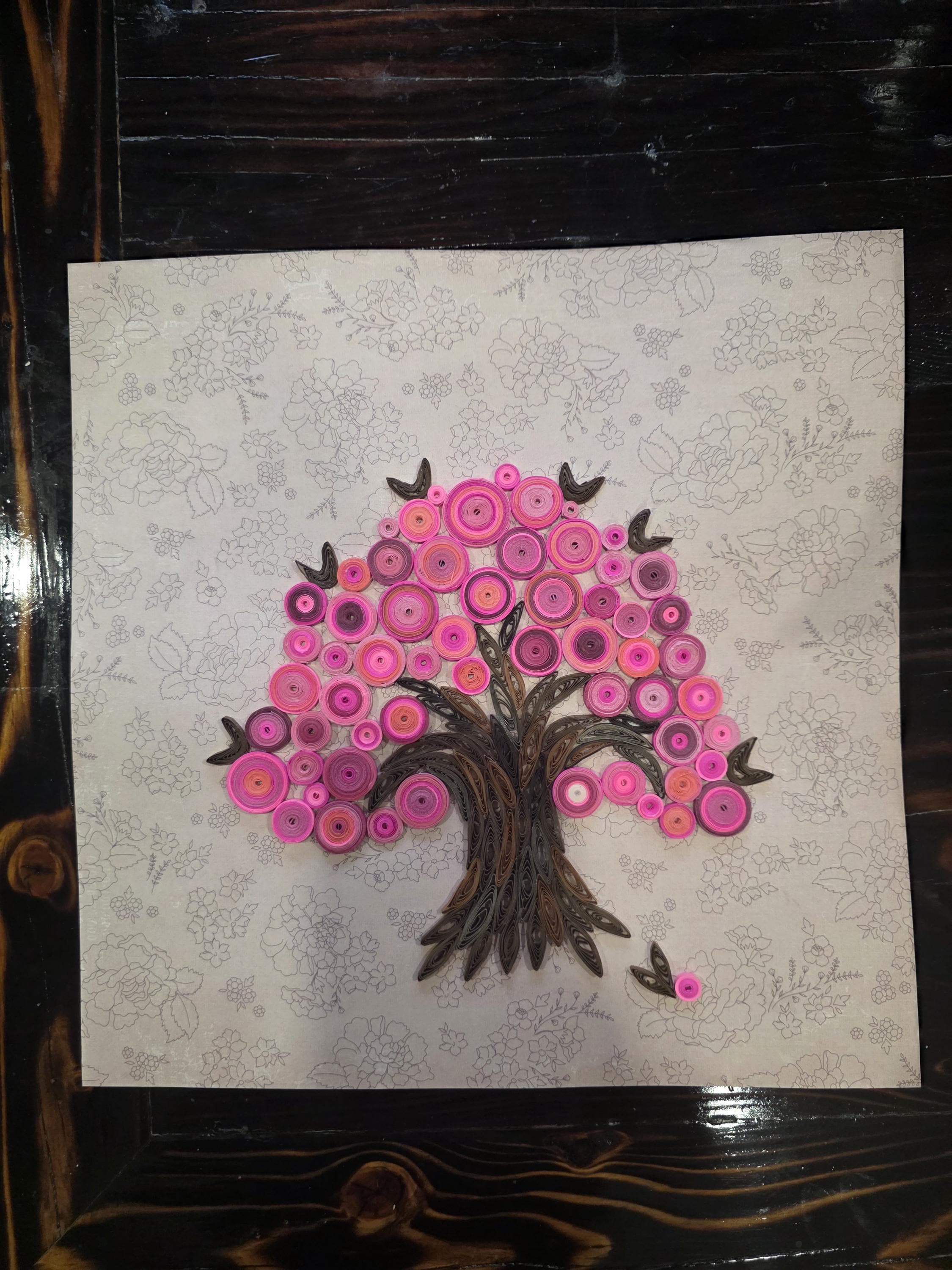 Quilling art Pink Tree wall art