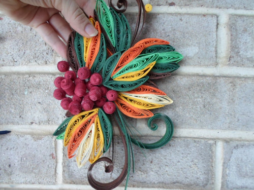 Cranberry Paper Quilled Wall Hanging: Autumn Nature Art
