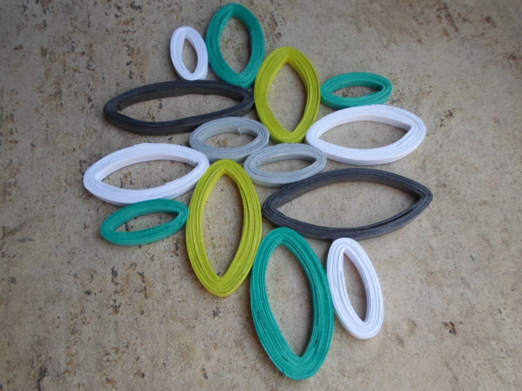 Geometric Paper Wall Art: Green, Teal, Gray Quilled Wall Hanging
