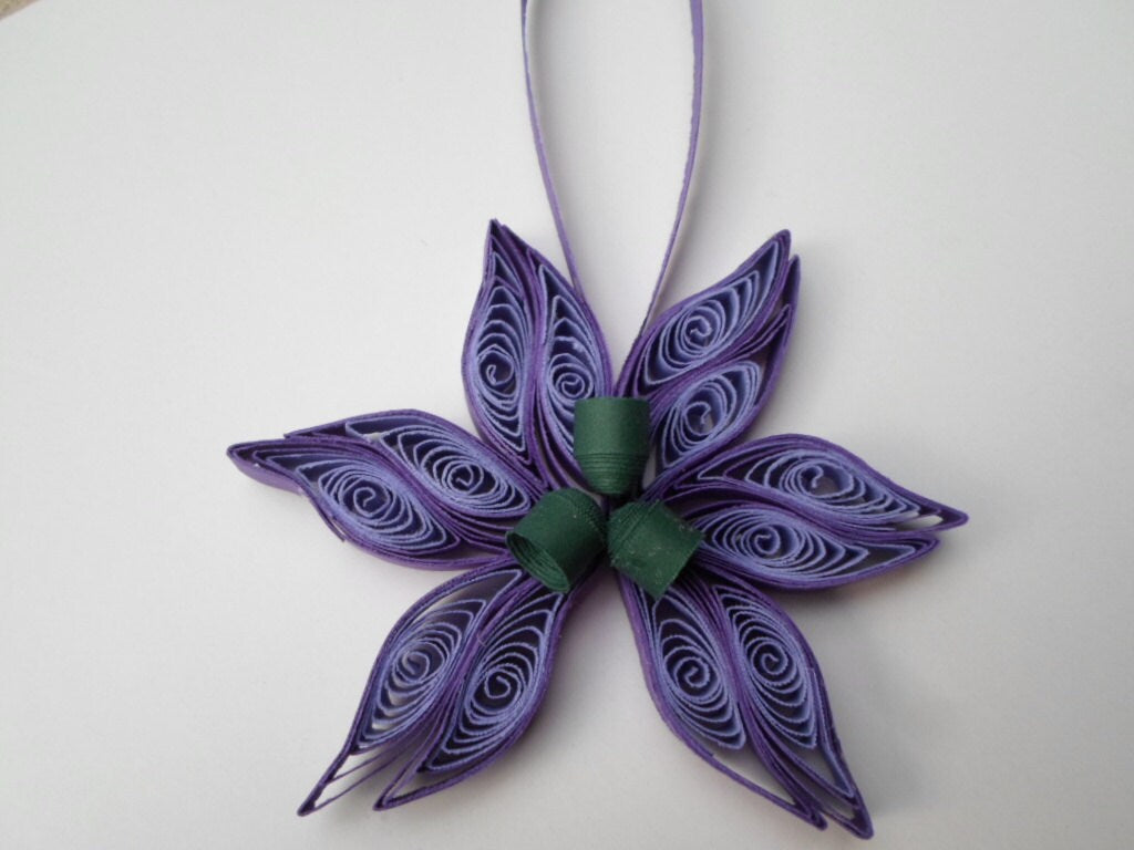Quilled Paper Flower Christmas Ornament: Purple Modern Decoration