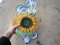 Quilled Sunflower Wall Art: Blue & Yellow Paper Flower Decor