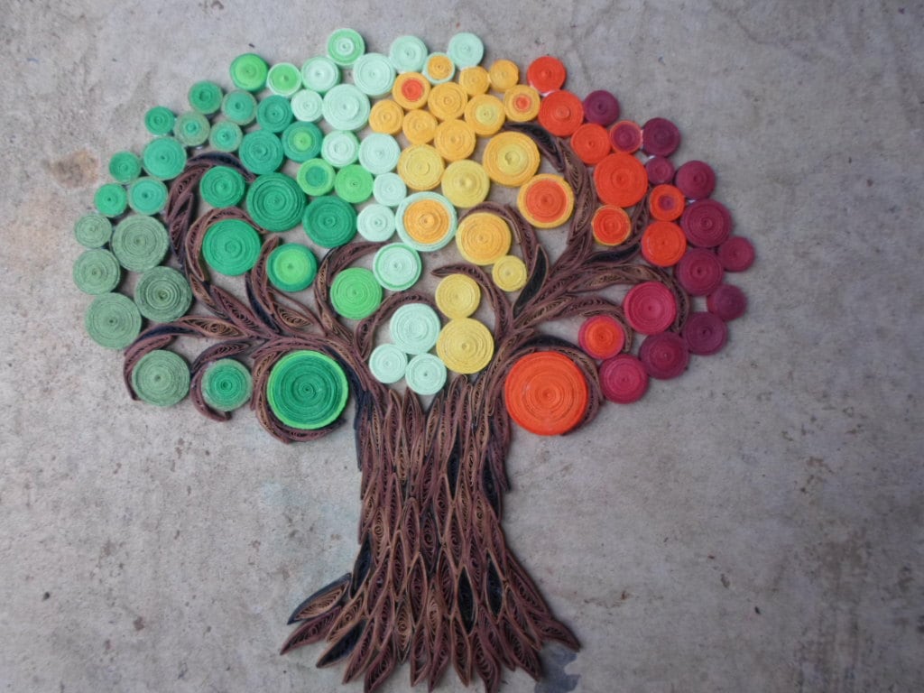 Quilled Paper Tree of Life Wall Hanging: Abstract Fall Decor