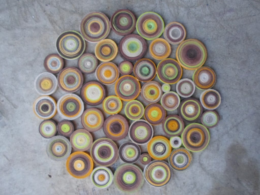 Round Paper Circle Wall Art: Mustard, Brown & Green Decor