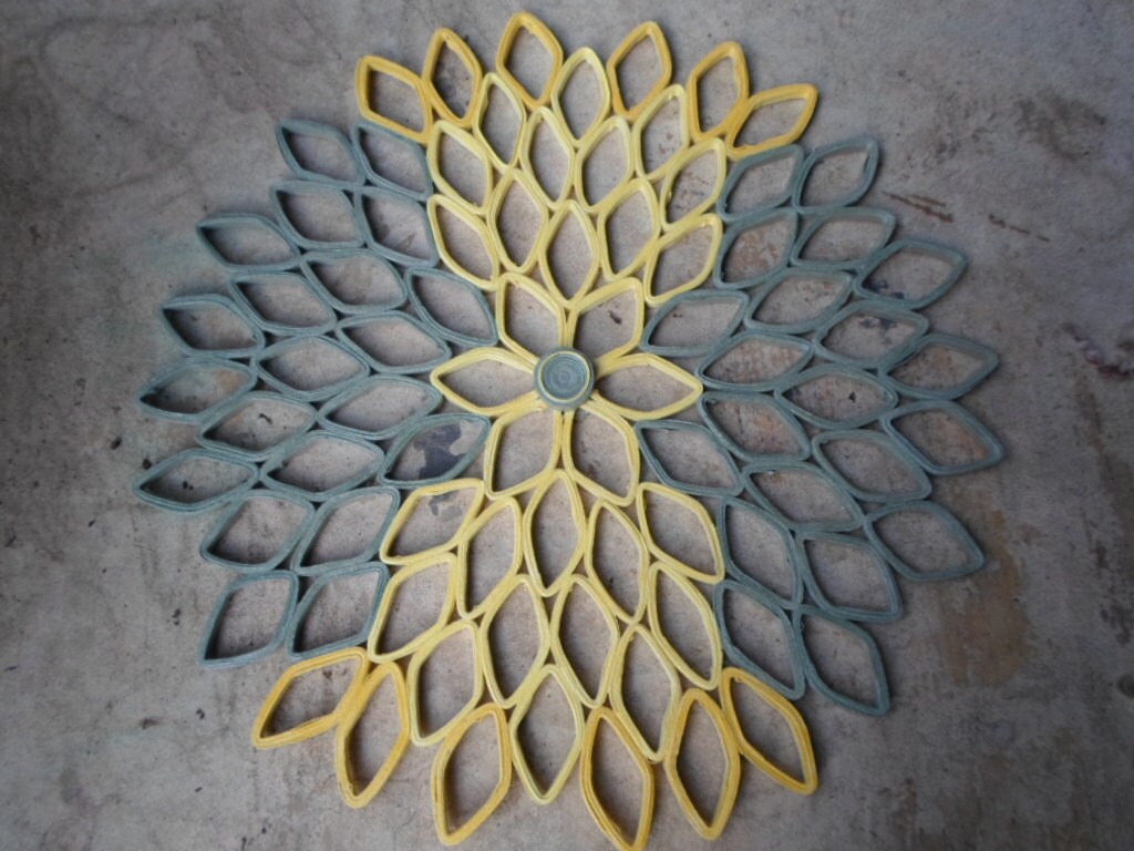Paper Dahlia Wall Art: Gray & Yellow Geometric Flower
