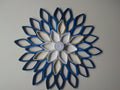 Navy & White Paper Dahlia Wall Art: Handmade Geometric Flower Decor