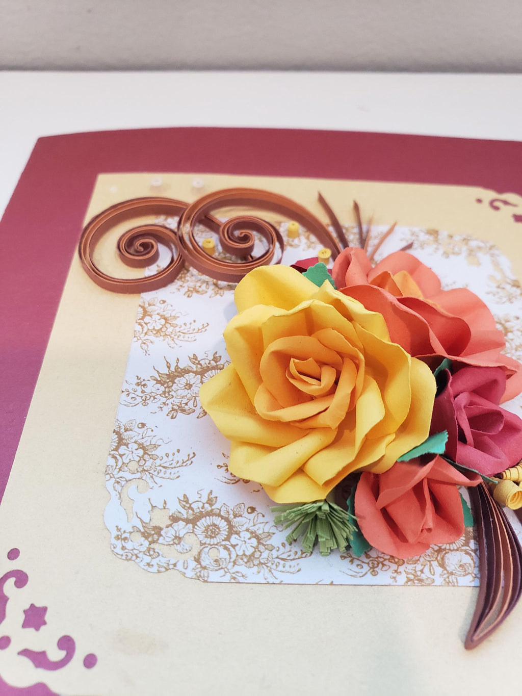 Handmade Quilled Paper Flower Card: Unique Floral Art